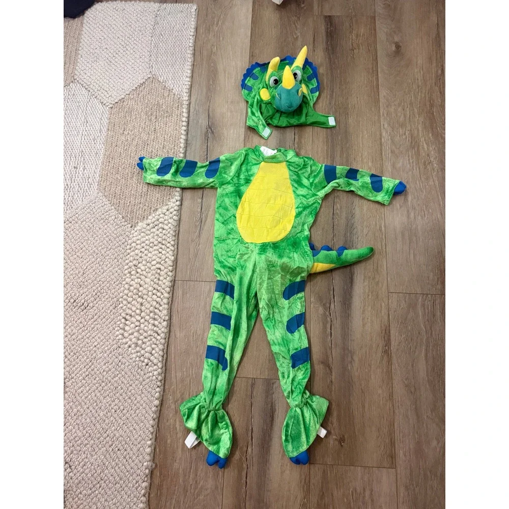 triceratops dinosaur green halloween costume toddlers / kids size 3T (3-4 yrs)